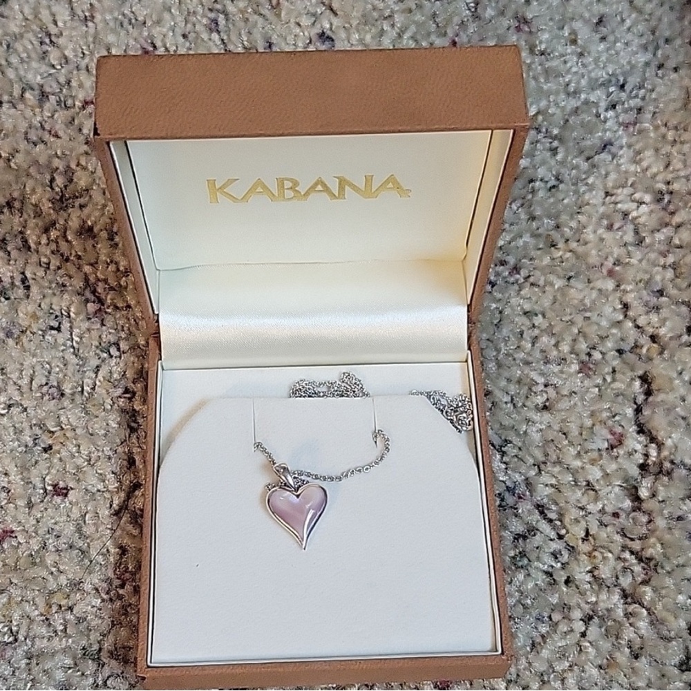 Kabana Mother of Pearl Heart Seterling Silver Necklace